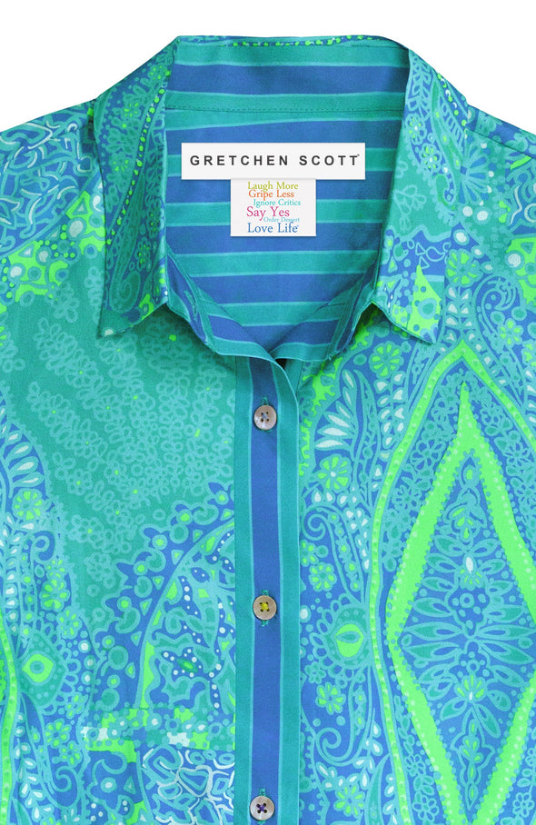 Gretchen Scott Boyfriend Shirt - Grand Bazaar - Turquoise