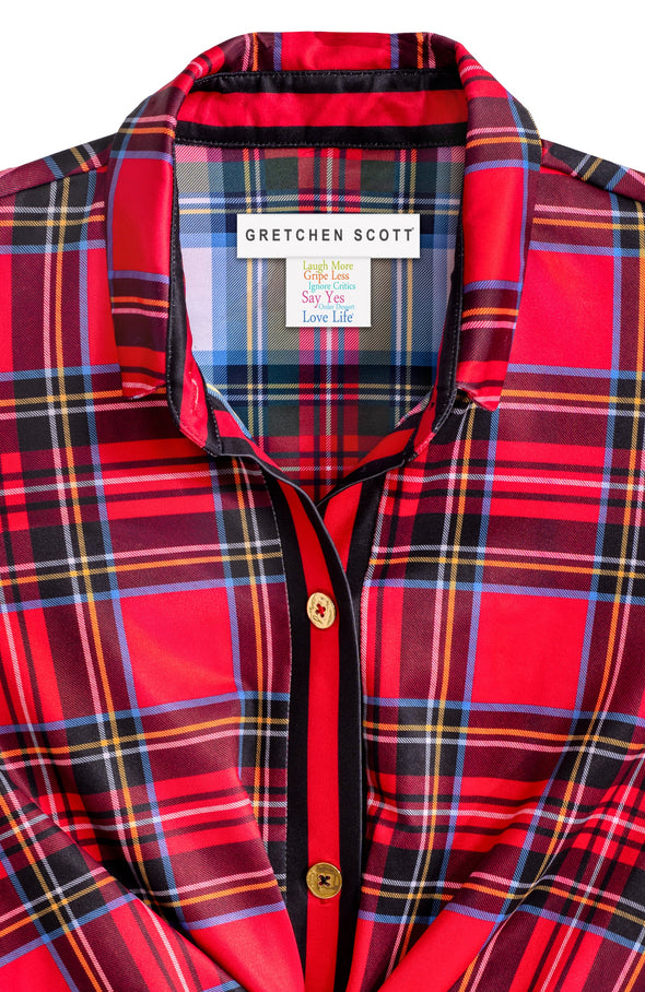 Flat view of the Gretchen Scott Twist & Shout Top - Duke of York - Red Multi