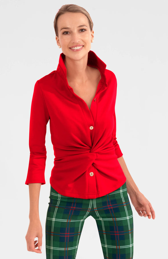 Gretchen Scott Twist & Shout Top - Crimson