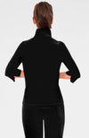 Back view of the Gretchen Scott Twist & Shout Top - Silky Velvet - Black 