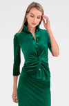 Model in the Gretchen Scott Twist & Shout Top - Silky Velvet - Green