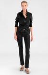 Full body view of the  Gretchen Scott Twist and Shout in Ultra Suede - Black