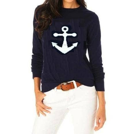 Pink Pineapple Anchor Sweater - Navy