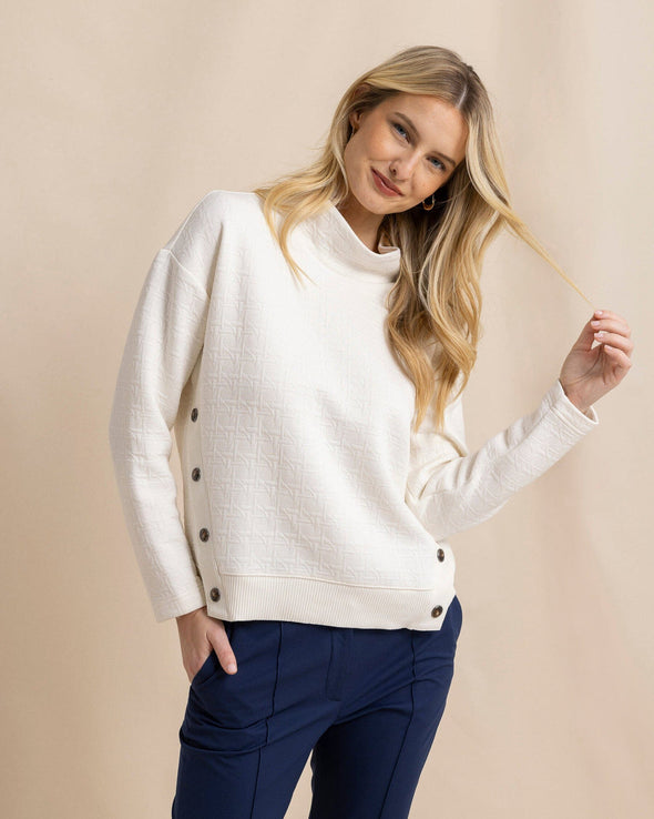 Southern Tide Cordelia Quilted Pullover - Sand White