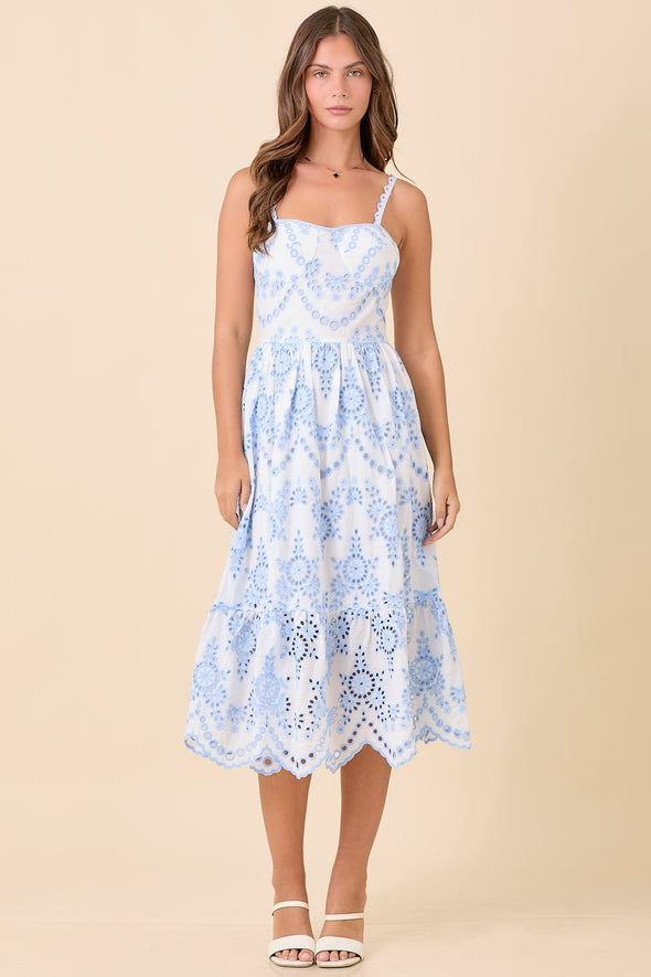 Bluebell Eyelet Midi Dress