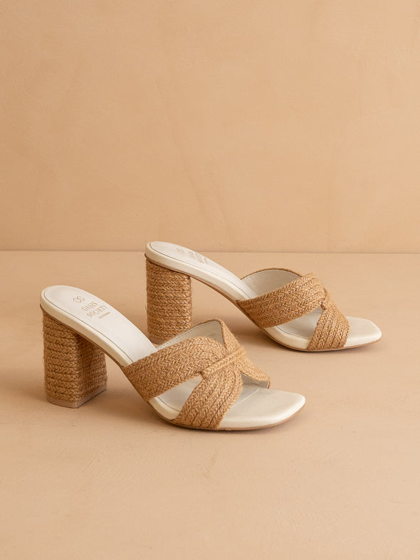 The Santiago Raffia Summer Heel - Toffee