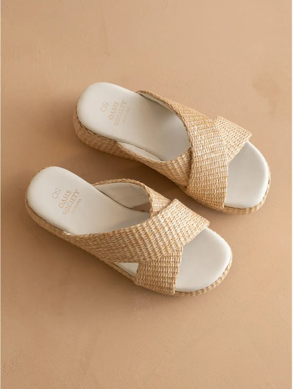 The Fresno Raffia Platform Summer Sandal - Natural