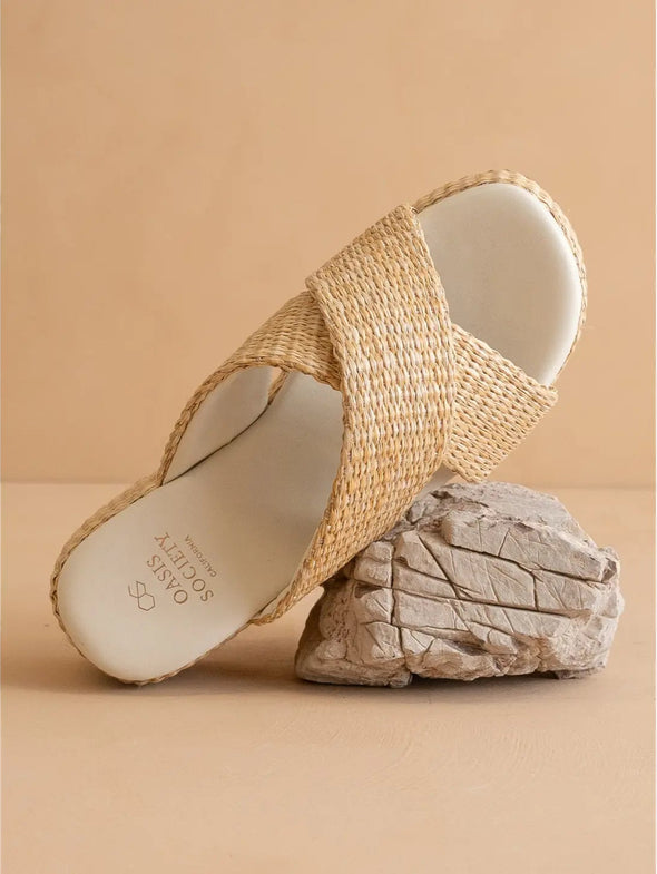 The Fresno Raffia Platform Summer Sandal - Natural