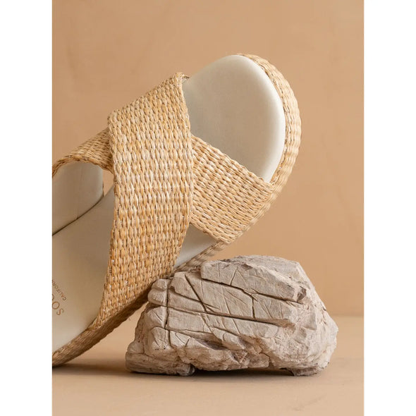 The Fresno Raffia Platform Summer Sandal - Natural