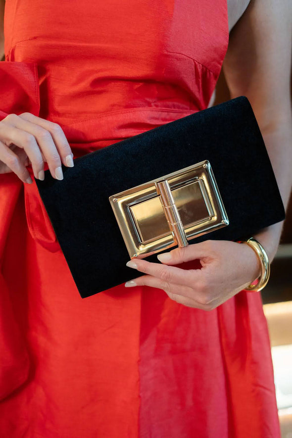 Lisi Lerch Lillian Black Velvet Clutch