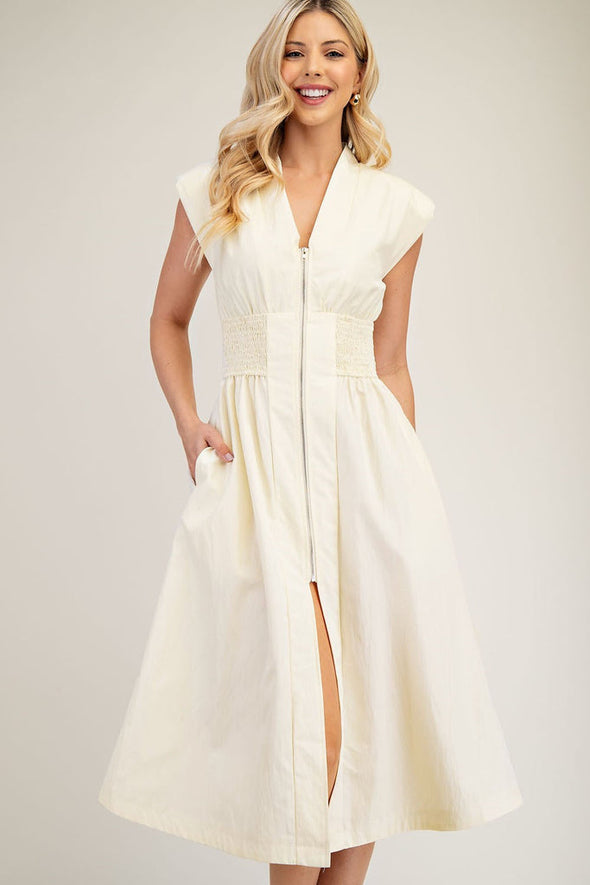 Belle Zipper Maxi Dress - White