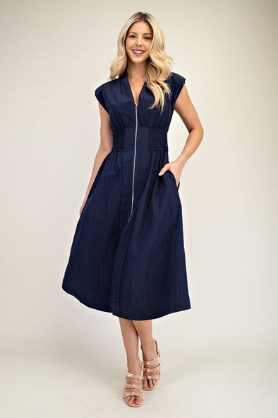 Belle Zipper Maxi Dress - Navy