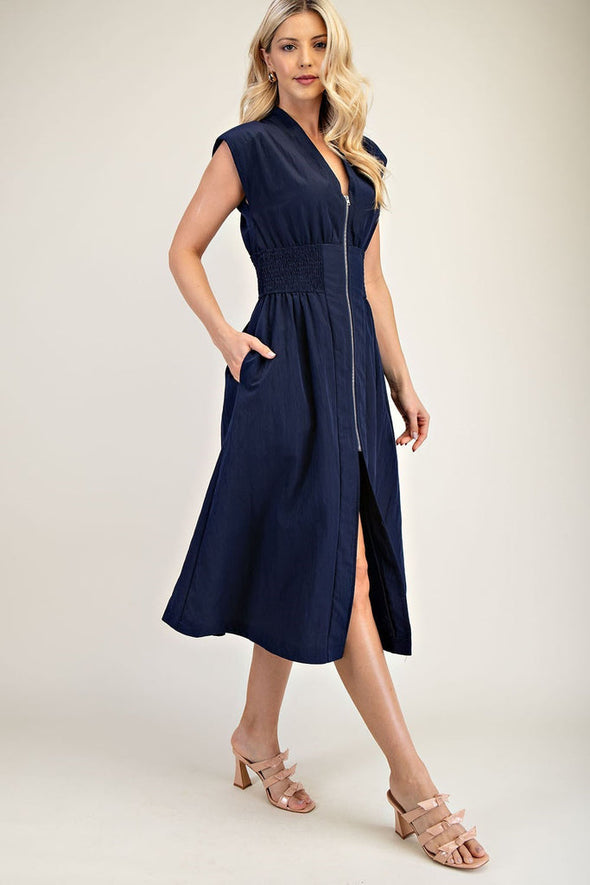 Belle Zipper Maxi Dress - Navy