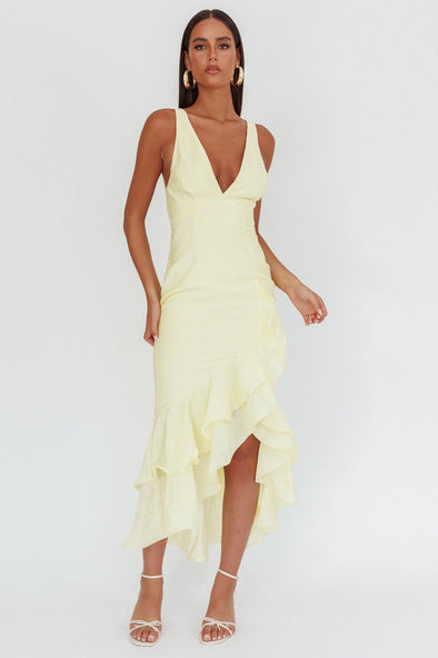 Gisele Ruffle Maxi Dress - Yellow