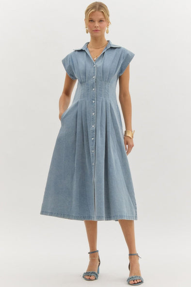 Charlotte Denim Maxi Dress - Light Wash