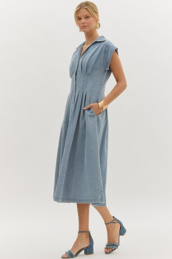 Charlotte Denim Maxi Dress - Light Wash