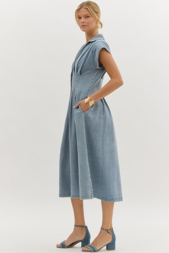 Charlotte Denim Maxi Dress - Light Wash