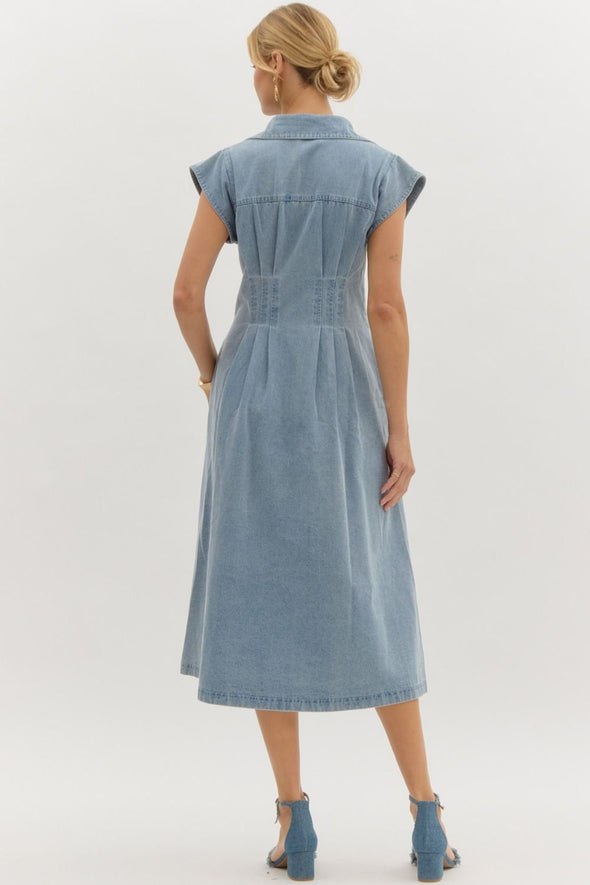 Charlotte Denim Maxi Dress - Light Wash