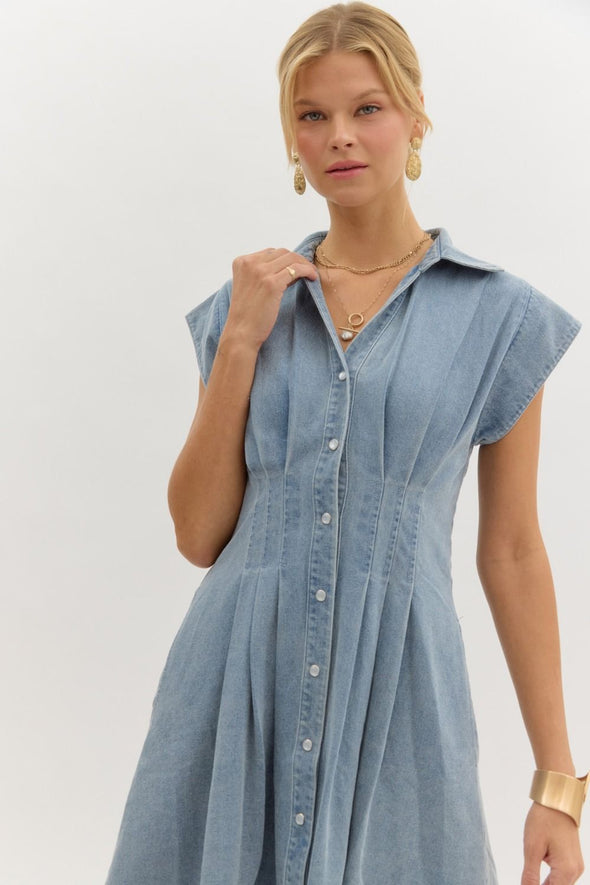 Charlotte Denim Maxi Dress - Light Wash