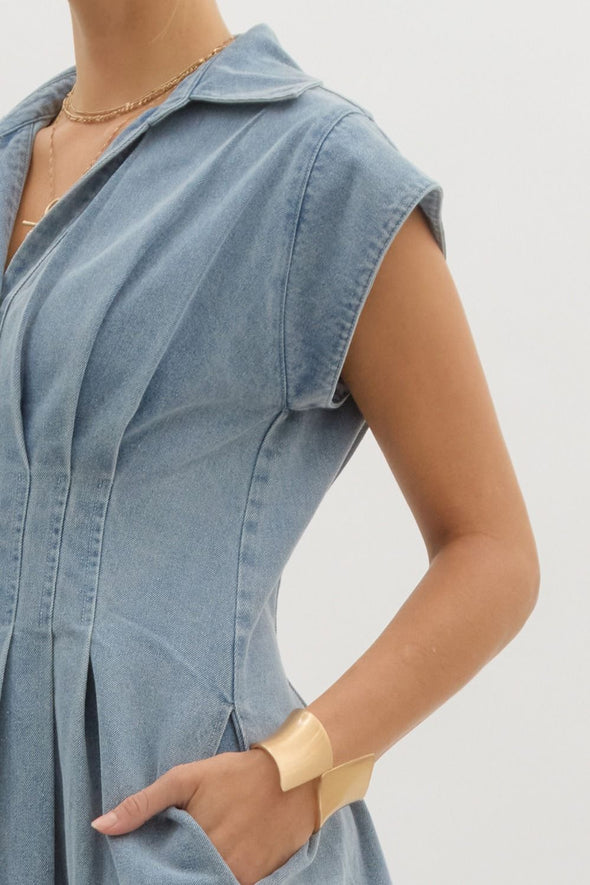 Charlotte Denim Maxi Dress - Light Wash