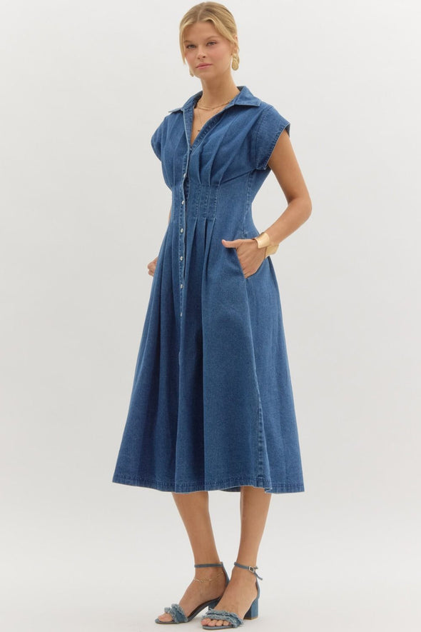 Charlotte Denim Maxi Dress - Dark Wash