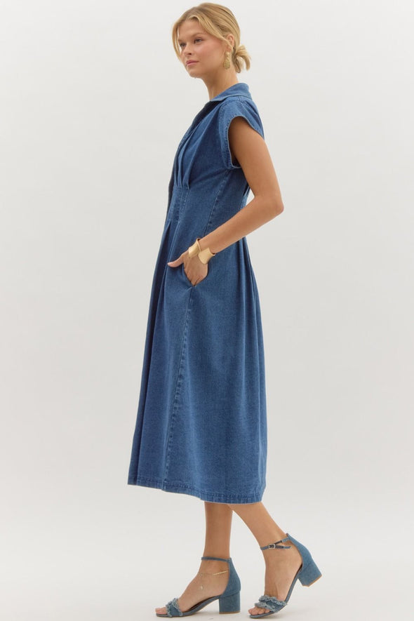 Charlotte Denim Maxi Dress - Dark Wash