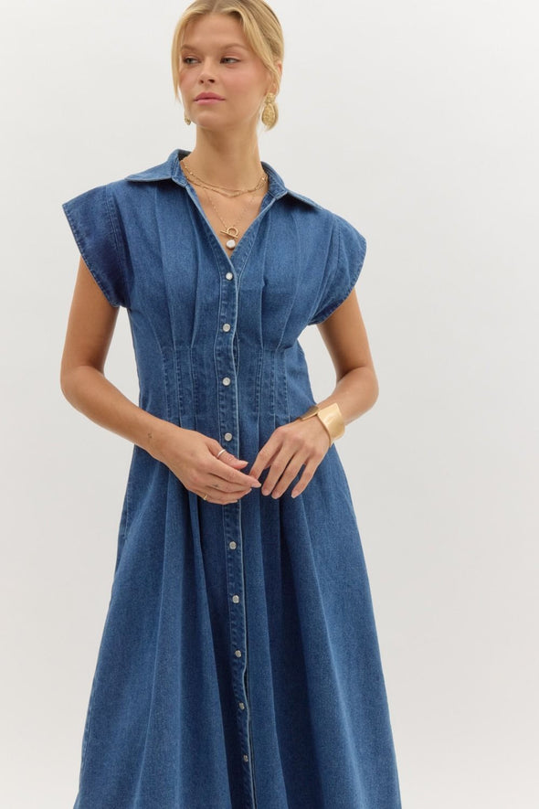 Charlotte Denim Maxi Dress - Dark Wash