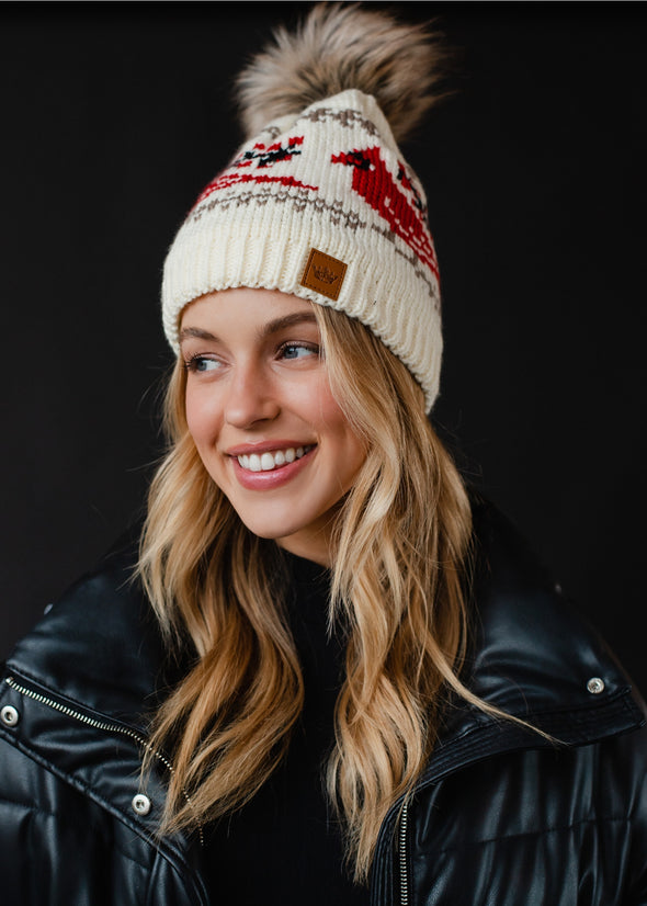 Cardinal Pom Pom Beanie