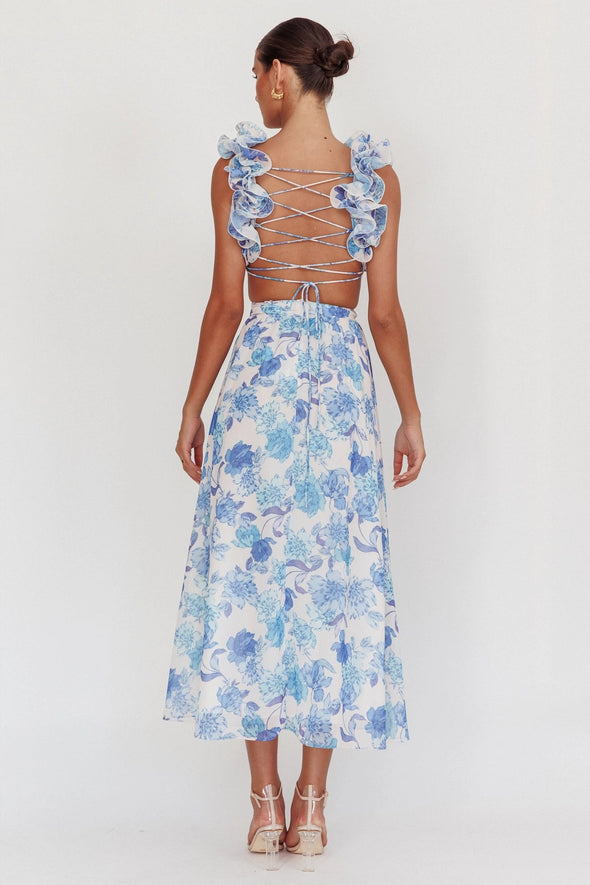 Hamptons Floral Maxi Dress - Blue