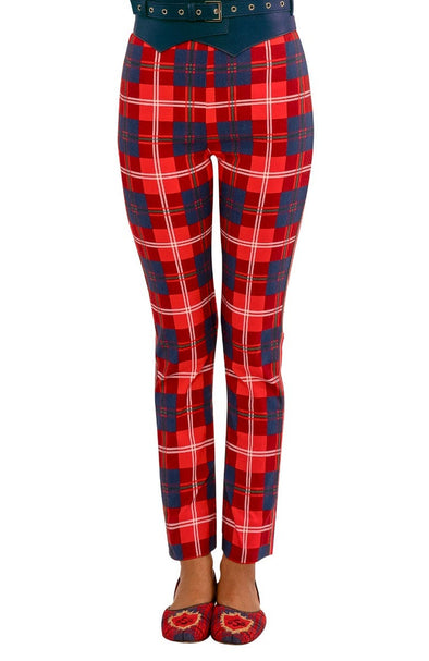 Gretchen Scott Pull On Pants - Middleton Plaid - Red