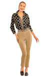 Full body view of the Gretchen Scott Boyfriend Shirt - Dip & Dots - Black